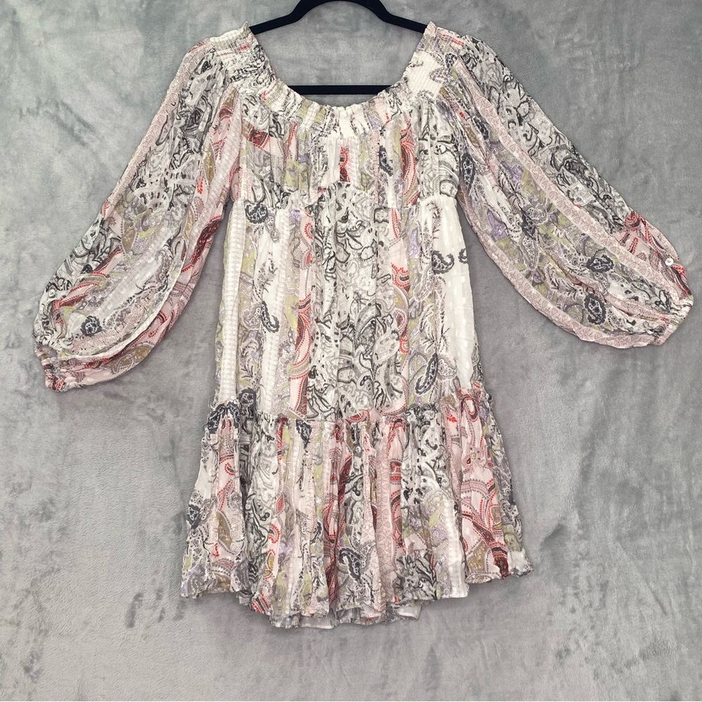 All Saints Tia Makutu Off The Shoulder Long Sleeve Minidress Sz 4